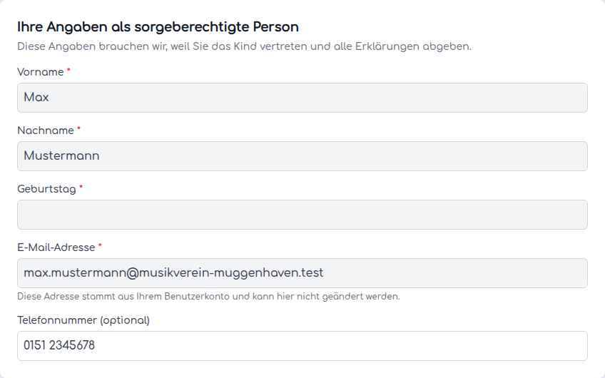 Die erkannten Namen und die Konto-E-Mail angemeldeter Eltern sind gesperrt